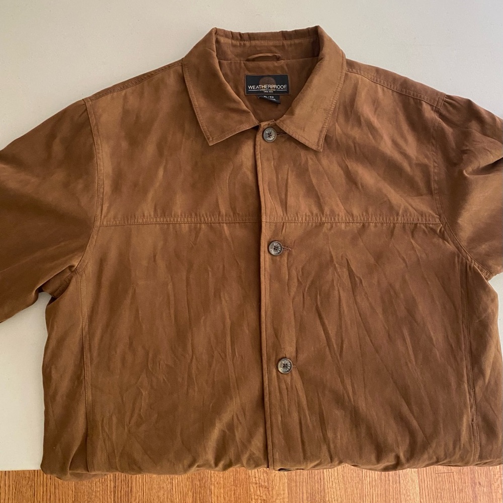 Weatherproof Men’s XL Brown Faux Suede Button-Front Jacket